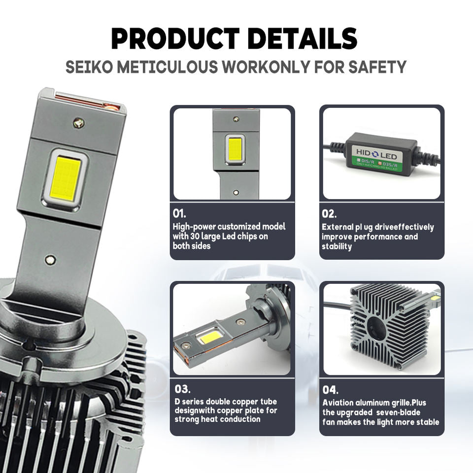 HID to LED Car Headlights Bulb D1S D2S/R D4S/R High Power