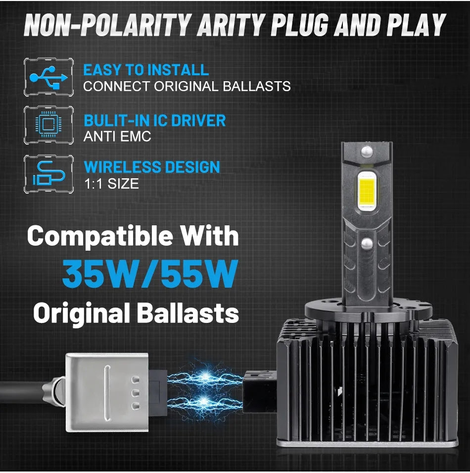 HID to LED Car Headlights Bulb D1S D2S/R D4S/R High Power